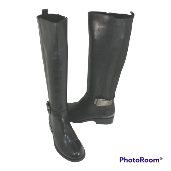 Vince Camuto* Kristini* Riding Boots* Leather* Stretch Panels* Black* Sz… - Picture 1 of 5